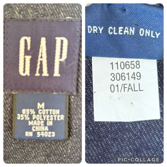 GAP Vintage Y2K Denim Blue Dark Wash Trench Coat Jacket Belted Pockets Size M - Picture 8 of 9